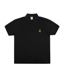 [UNISEX]ドットボード刺繍ピケ半袖Tシャツ_ブラック