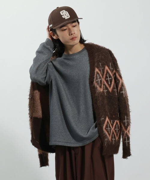 BAYFLOW（ベイフロー）の「裏シャギーサーマルTシャツ（Tシャツ/カットソー・メンズ・チャコール/オフホワイト/ブラック・MEDIUM/LARGE）」の3枚目の写真