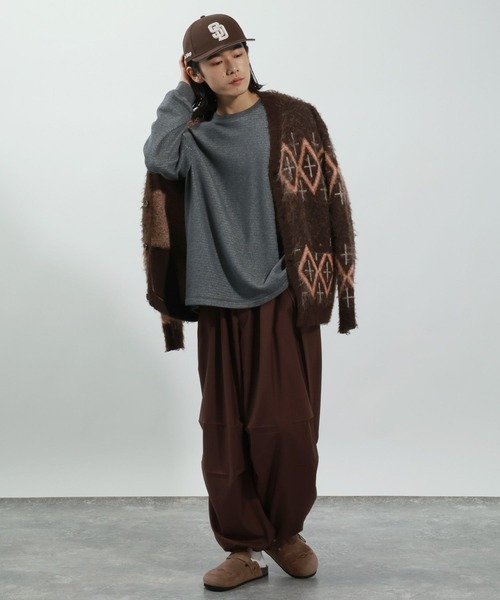 BAYFLOW（ベイフロー）の「裏シャギーサーマルTシャツ（Tシャツ/カットソー・メンズ・チャコール/オフホワイト/ブラック・MEDIUM/LARGE）」の6枚目の写真