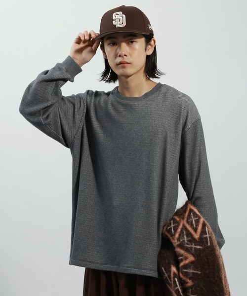 BAYFLOW（ベイフロー）の「裏シャギーサーマルTシャツ（Tシャツ/カットソー・メンズ・チャコール/オフホワイト/ブラック・MEDIUM/LARGE）」の7枚目の写真