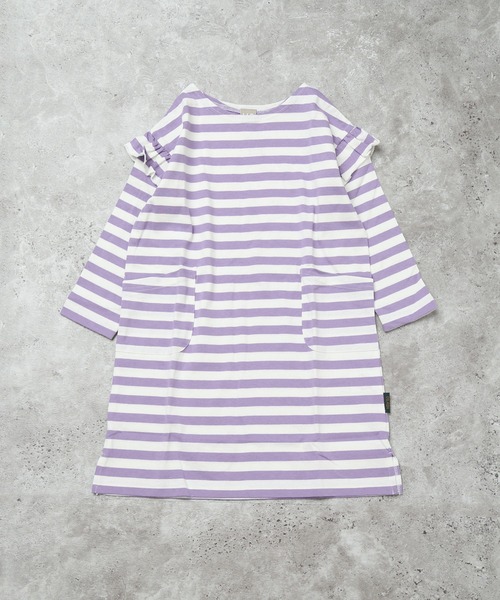 DILASH(ディラッシュ)の「ボーダー長袖ドルマンワンピース(ワンピース・キッズ・パープル/ブルー/グリーン・100/90/120/110/130)」の3枚目の写真