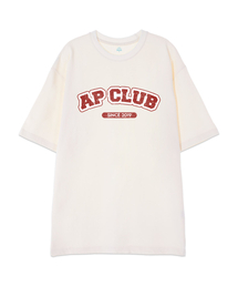 [AP CLUB] オーバーサイズ 13番手 綿 ラウンドネック 半袖Tシャツ_アイボリー