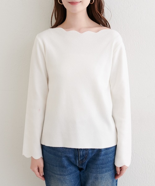 natural couture（ナチュラルクチュール）の「スカラップラメニット（ニット/セーター・レディース・アイボリー/ピンク/ミント/ネイビー/イエロー・FREE）」の15枚目の写真