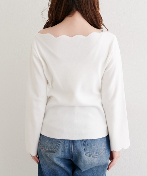 natural couture（ナチュラルクチュール）の「スカラップラメニット（ニット/セーター・レディース・アイボリー/ピンク/ミント/ネイビー/イエロー・FREE）」の13枚目の写真