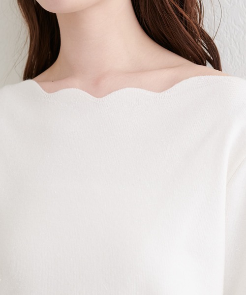 natural couture（ナチュラルクチュール）の「スカラップラメニット（ニット/セーター・レディース・アイボリー/ピンク/ミント/ネイビー/イエロー・FREE）」の12枚目の写真