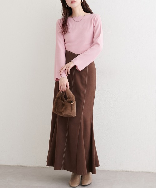 natural couture（ナチュラルクチュール）の「スカラップラメニット（ニット/セーター・レディース・アイボリー/ピンク/ミント/ネイビー/イエロー・FREE）」の17枚目の写真