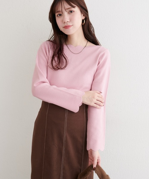 natural couture（ナチュラルクチュール）の「スカラップラメニット（ニット/セーター・レディース・アイボリー/ピンク/ミント/ネイビー/イエロー・FREE）」の19枚目の写真
