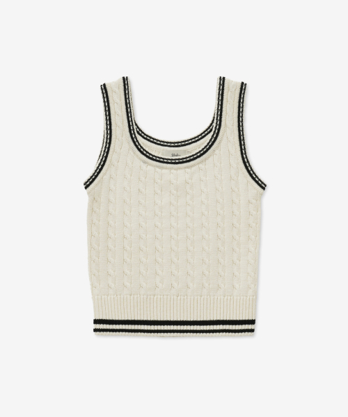 YALE(イェール)の「ケーブルニットノースリーブ_アイボリー(Tシャツ/カットソー・レディース・その他・SMALL/MEDIUM)」の1枚目の写真
