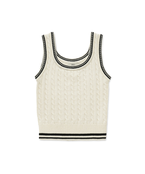 YALE(イェール)の「ケーブルニットノースリーブ_アイボリー(Tシャツ/カットソー・レディース・その他・SMALL/MEDIUM)」の2枚目の写真