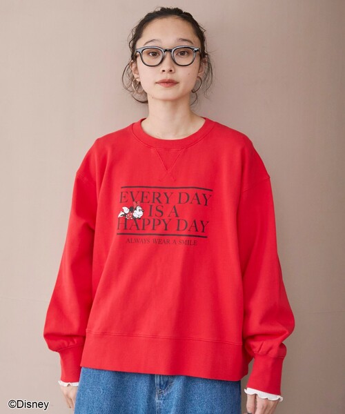 coen（コーエン）の「【MICKEY（ミッキー）/別注】ショート丈裏毛ロゴスウェット（スウェット・レディース・レッド/その他3/その他2/その他1/コバルトブルー/オフホワイト・L/M）」の7枚目の写真