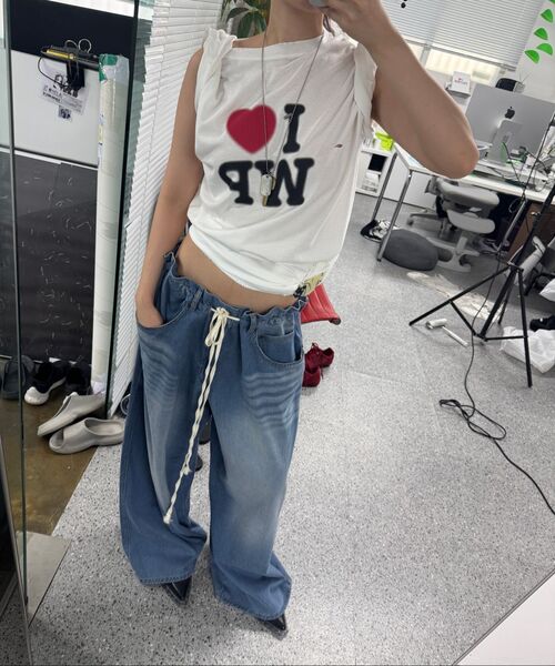 WHOLE PAPER(ホールペーパー)の「テンセルワイドデニムパンツ(ブルー)(デニムパンツ・レディース・ブルー・ONE)」の7枚目の写真