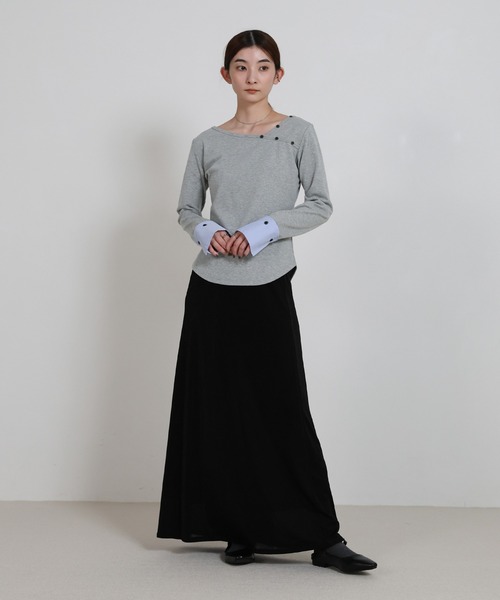 select MOCA（セレクトモカ）の「アシンメトリーシャツカフスデザイントップス（Tシャツ/カットソー・レディース・ホワイト/ブラック/グレー・FREE）」の16枚目の写真