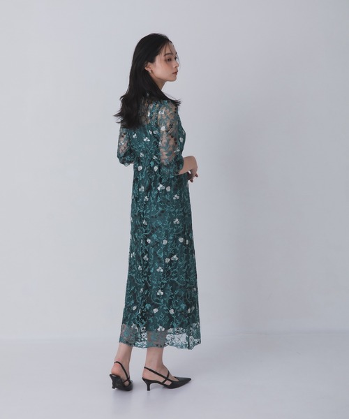 Rose of Sharon（ローズオブシャロン）の「花柄シアードレス（ドレス・レディース・ボルドー/ライトカーキ/オレンジ/ダークブルー/ダークグリーン/スモークピンク・M/LL/L）」の18枚目の写真