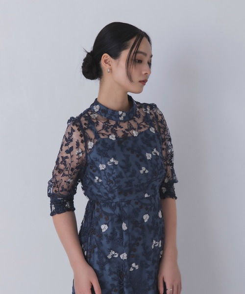 Rose of Sharon（ローズオブシャロン）の「花柄シアードレス（ドレス・レディース・ボルドー/ライトカーキ/オレンジ/ダークブルー/ダークグリーン/スモークピンク・M/LL/L）」の22枚目の写真