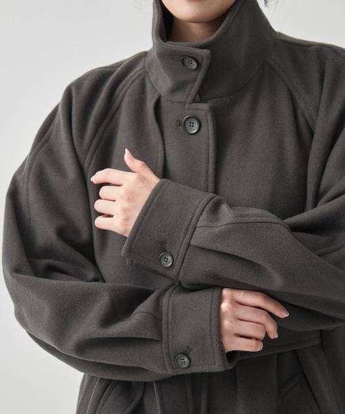 CITY TOKYO（シティトウキョウ）の「StandCollar Wool Coat/スタンドカラーウールロングコート（ステンカラーコート・レディース・ベージュ/グレー/チャコールグレー・1/2）」の21枚目の写真