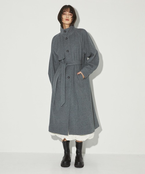 専用♡Standcollar Wool CoatBLK36(S) 新品未使用 StandCollar Wool Coat/スタンドカラーウールロングコート（ステン