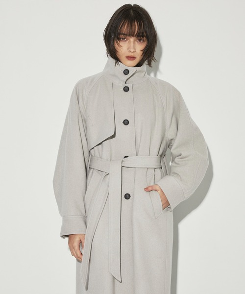 CITY TOKYO（シティトウキョウ）の「StandCollar Wool Coat/スタンドカラーウールロングコート（ステンカラーコート・レディース・ベージュ/グレー/チャコールグレー・1/2）」の11枚目の写真