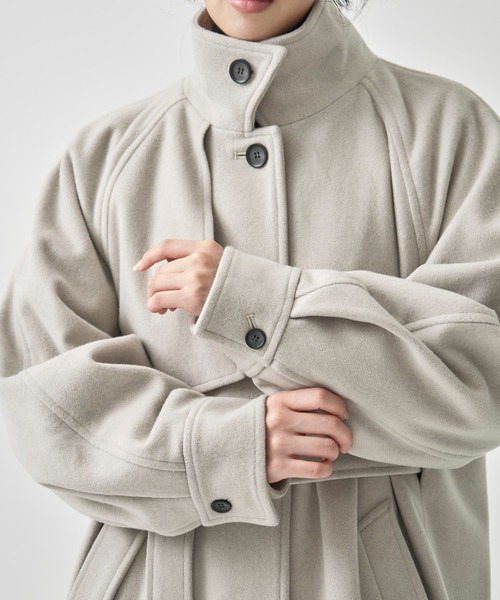 CITY TOKYO（シティトウキョウ）の「StandCollar Wool Coat/スタンドカラーウールロングコート（ステンカラーコート・レディース・ベージュ/グレー/チャコールグレー・1/2）」の7枚目の写真