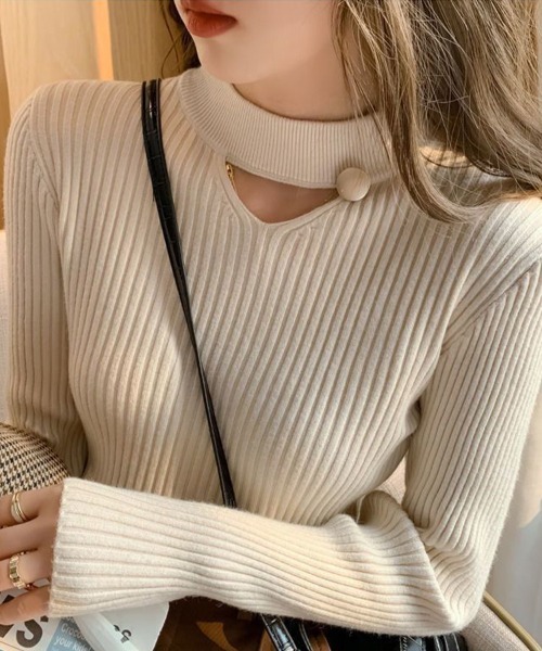 Flugge(フラッジー)の「フロントデザインニット(ニット/セーター・レディース・ブラウン/ベージュ・MEDIUM/LARGE)」の4枚目の写真