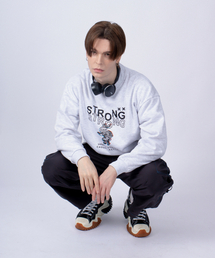 ストロングストロング オーバーサイズ 起毛 スウェット Tシャツ ライトグレー