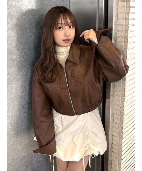 CALNAMUR(カルナムール)の「ヴィンテージフェイクレザーブルゾン(ブルゾン・レディース・ブラウン/ダークブラウン・FREE)」の2枚目の写真