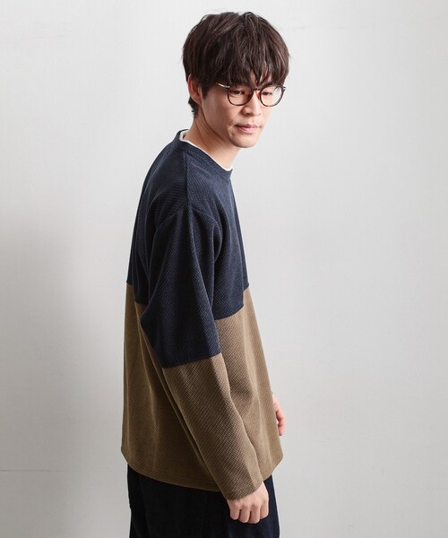THE SHOP TK （ザ ショップ ティーケー ）の「バイカラー モール風長袖Tシャツ（Tシャツ/カットソー・メンズ・オリーブ系9/ネイビー系4/ライトグレー系4・04/02/03）」の8枚目の写真