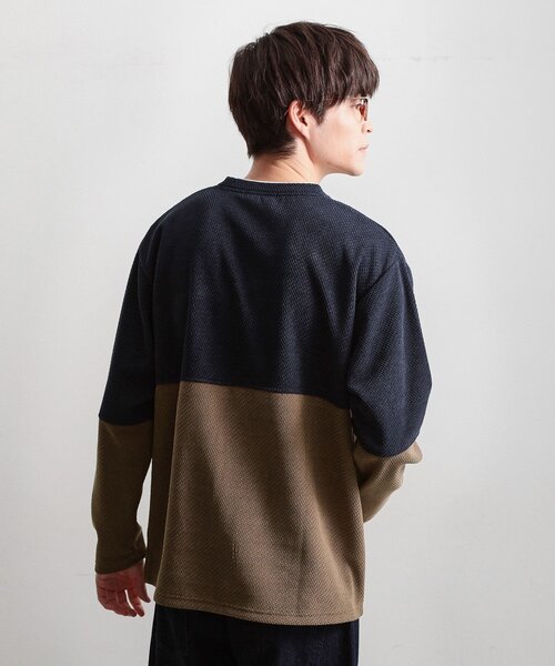 THE SHOP TK （ザ ショップ ティーケー ）の「バイカラー モール風長袖Tシャツ（Tシャツ/カットソー・メンズ・オリーブ系9/ネイビー系4/ライトグレー系4・04/02/03）」の9枚目の写真