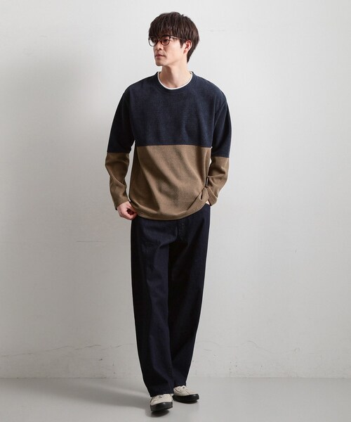 THE SHOP TK （ザ ショップ ティーケー ）の「バイカラー モール風長袖Tシャツ（Tシャツ/カットソー・メンズ・オリーブ系9/ネイビー系4/ライトグレー系4・04/02/03）」の10枚目の写真