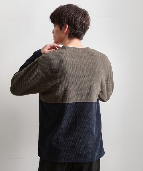 THE SHOP TK （ザ ショップ ティーケー ）の「バイカラー モール風長袖Tシャツ（Tシャツ/カットソー・メンズ・オリーブ系9/ネイビー系4/ライトグレー系4・04/02/03）」の13枚目の写真
