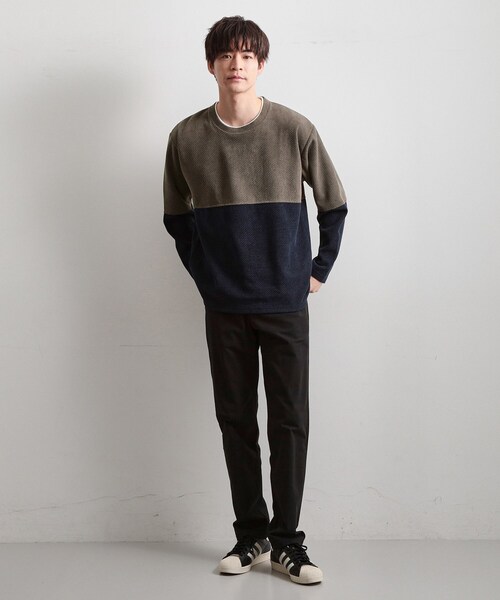 THE SHOP TK （ザ ショップ ティーケー ）の「バイカラー モール風長袖Tシャツ（Tシャツ/カットソー・メンズ・オリーブ系9/ネイビー系4/ライトグレー系4・04/02/03）」の14枚目の写真