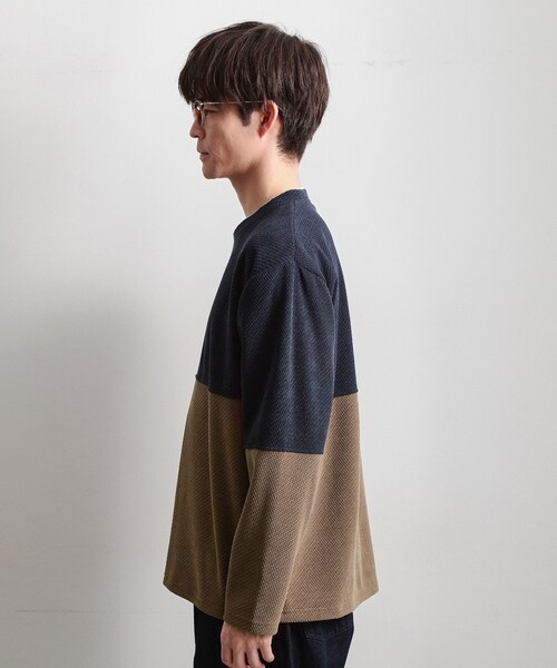 THE SHOP TK （ザ ショップ ティーケー ）の「バイカラー モール風長袖Tシャツ（Tシャツ/カットソー・メンズ・オリーブ系9/ネイビー系4/ライトグレー系4・04/02/03）」の17枚目の写真