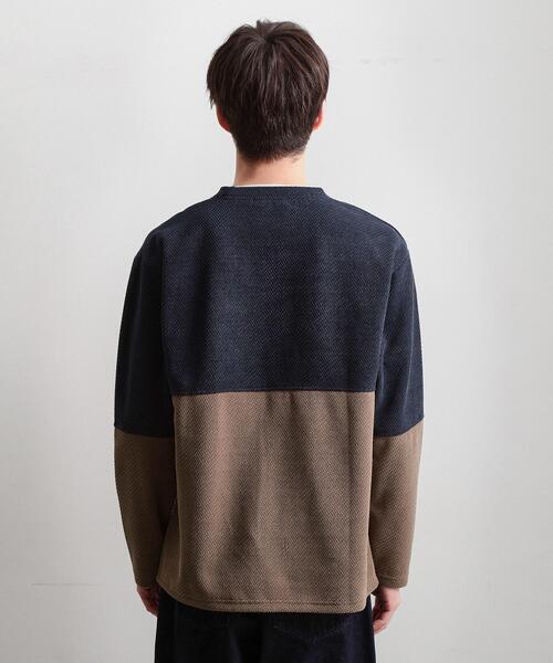 THE SHOP TK （ザ ショップ ティーケー ）の「バイカラー モール風長袖Tシャツ（Tシャツ/カットソー・メンズ・オリーブ系9/ネイビー系4/ライトグレー系4・04/02/03）」の18枚目の写真