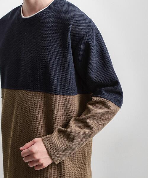 THE SHOP TK （ザ ショップ ティーケー ）の「バイカラー モール風長袖Tシャツ（Tシャツ/カットソー・メンズ・オリーブ系9/ネイビー系4/ライトグレー系4・04/02/03）」の20枚目の写真