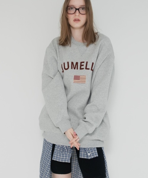 jumelle（ジュメロ）の「【トップス部門１位】ワッペンロゴスウェット（スウェット・レディース・グレー/ネイビー・FREE）」の2枚目の写真