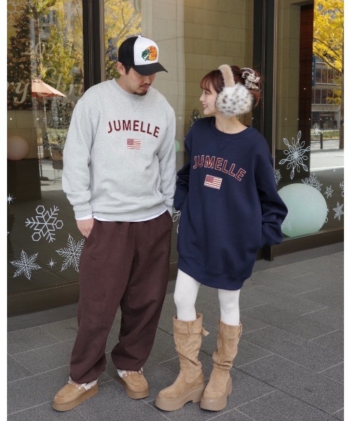 jumelle（ジュメロ）の「【トップス部門１位】ワッペンロゴスウェット（スウェット・レディース・グレー/ネイビー・FREE）」の13枚目の写真