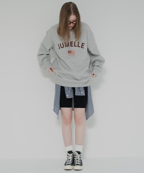 jumelle（ジュメロ）の「【トップス部門１位】ワッペンロゴスウェット（スウェット・レディース・グレー/ネイビー・FREE）」の5枚目の写真