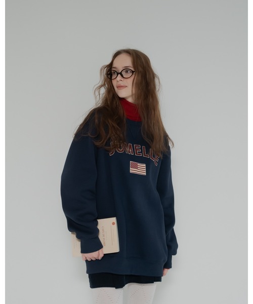 jumelle（ジュメロ）の「【トップス部門１位】ワッペンロゴスウェット（スウェット・レディース・グレー/ネイビー・FREE）」の9枚目の写真