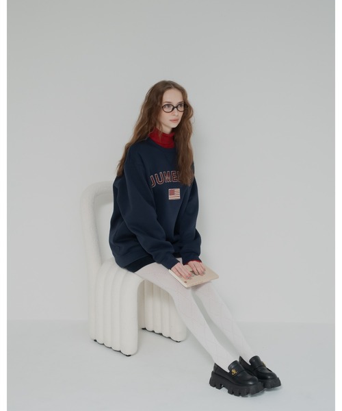 jumelle（ジュメロ）の「【トップス部門１位】ワッペンロゴスウェット（スウェット・レディース・グレー/ネイビー・FREE）」の11枚目の写真