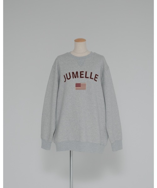 jumelle（ジュメロ）の「【トップス部門１位】ワッペンロゴスウェット（スウェット・レディース・グレー/ネイビー・FREE）」の3枚目の写真