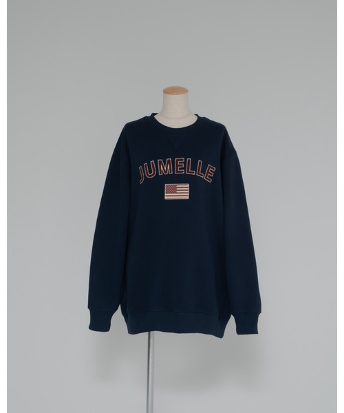 jumelle（ジュメロ）の「【トップス部門１位】ワッペンロゴスウェット（スウェット・レディース・グレー/ネイビー・FREE）」の4枚目の写真