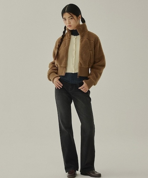 COVERNAT(カバーナット)の「WOMEN'S SHERPA ZIP-UP JACKET(ブルゾン・レディース・アイボリー/ブラウン・MEDIUM/SMALL)」の3枚目の写真
