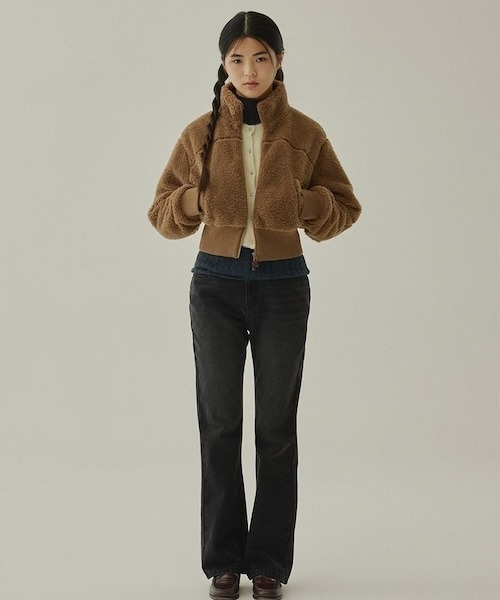 COVERNAT(カバーナット)の「WOMEN'S SHERPA ZIP-UP JACKET(ブルゾン・レディース・アイボリー/ブラウン・MEDIUM/SMALL)」の4枚目の写真