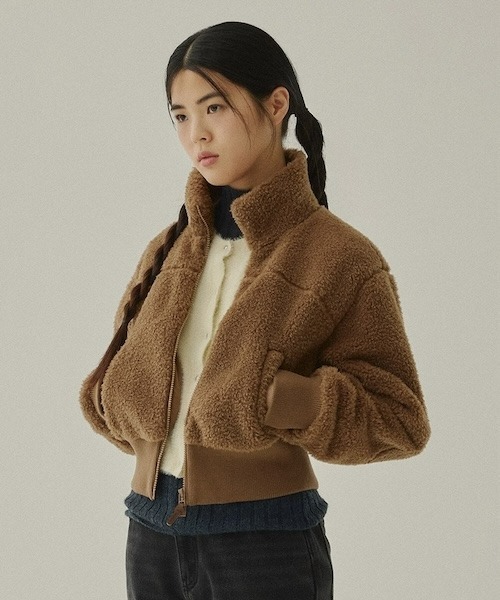 COVERNAT(カバーナット)の「WOMEN'S SHERPA ZIP-UP JACKET(ブルゾン・レディース・アイボリー/ブラウン・MEDIUM/SMALL)」の6枚目の写真