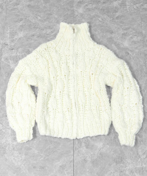 THE CELL.(ザセルドット)の「ビッグスラブ手編みジップカーディガン BIG SLUB HAND-KNIT ZIP CARDIGAN(ニット/セーター・レディース・オフホワイト・FREE)」の21枚目の写真