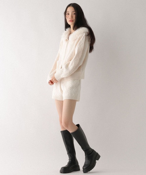 Heather（ヘザー）の「ケーブルニットコンパクトショートパンツ　643038（その他パンツ・レディース・アイボリー/グレー/ベージュ/ブラウン・FREE）」の6枚目の写真