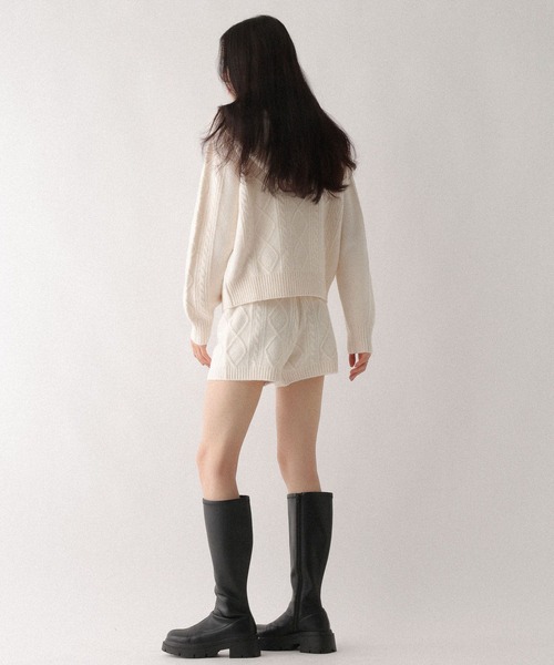 Heather（ヘザー）の「ケーブルニットコンパクトショートパンツ　643038（その他パンツ・レディース・アイボリー/グレー/ベージュ/ブラウン・FREE）」の7枚目の写真