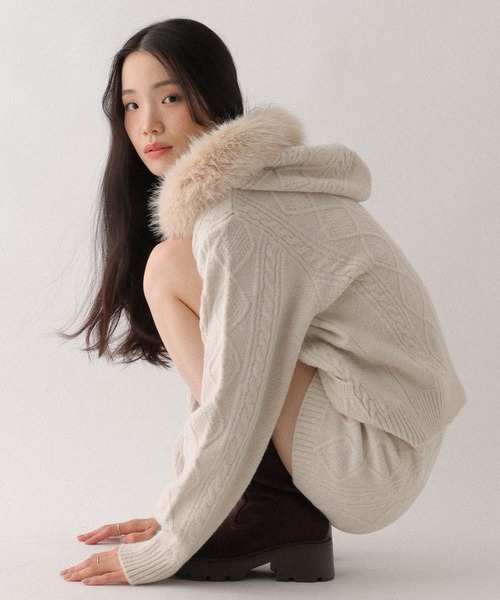 Heather（ヘザー）の「ケーブルニットコンパクトショートパンツ　643038（その他パンツ・レディース・アイボリー/グレー/ベージュ/ブラウン・FREE）」の13枚目の写真