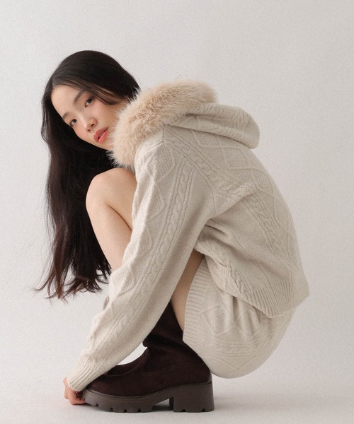 Heather（ヘザー）の「ケーブルニットコンパクトショートパンツ　643038（その他パンツ・レディース・アイボリー/グレー/ベージュ/ブラウン・FREE）」の14枚目の写真