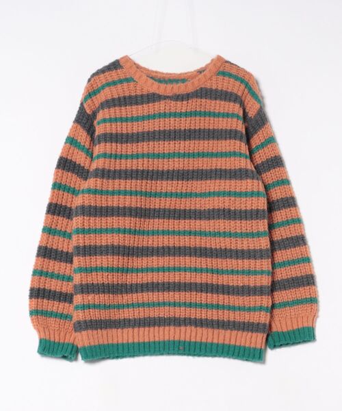 STYLEBLOCK（スタイルブロック）の「マルチカラーボーダーニットオーバーサイズプルオーバー（ニット/セーター・レディース・オレンジ/アイボリー/ブラック・M）」の3枚目の写真