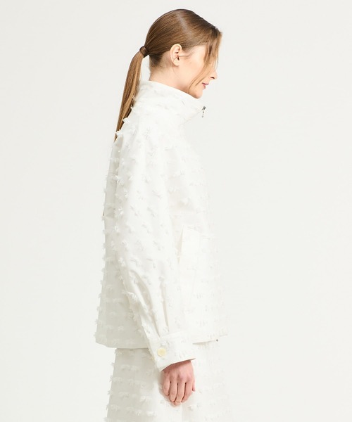 ESTNATION（エストネーション）の「ESTNATION / リボンカットジャガードブルゾン（ブルゾン・レディース・ホワイト/ブラック・FREE）」の3枚目の写真